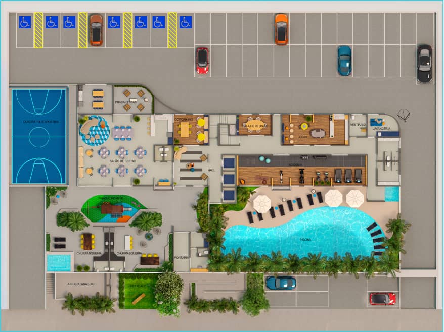 Implantação Acqua Park Home Resort Bethaville - Perspectiva ilustrada